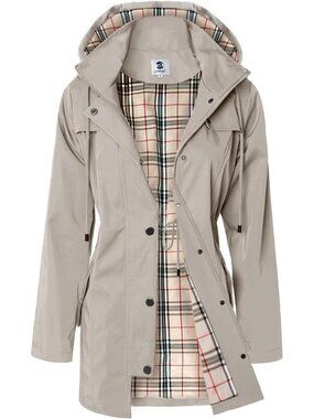 Women's Long Hooded Rain Jacket Outdoor Raincoat Windbreaker